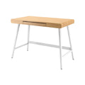 **Technische titel in het Nederlands: Modern bureau van hout met lade en metalen poten**