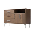 **Moderne houten dressoir met metaaldetails**