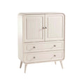 **Wit Retro Kast met Twee Deuren en Twee Lades**