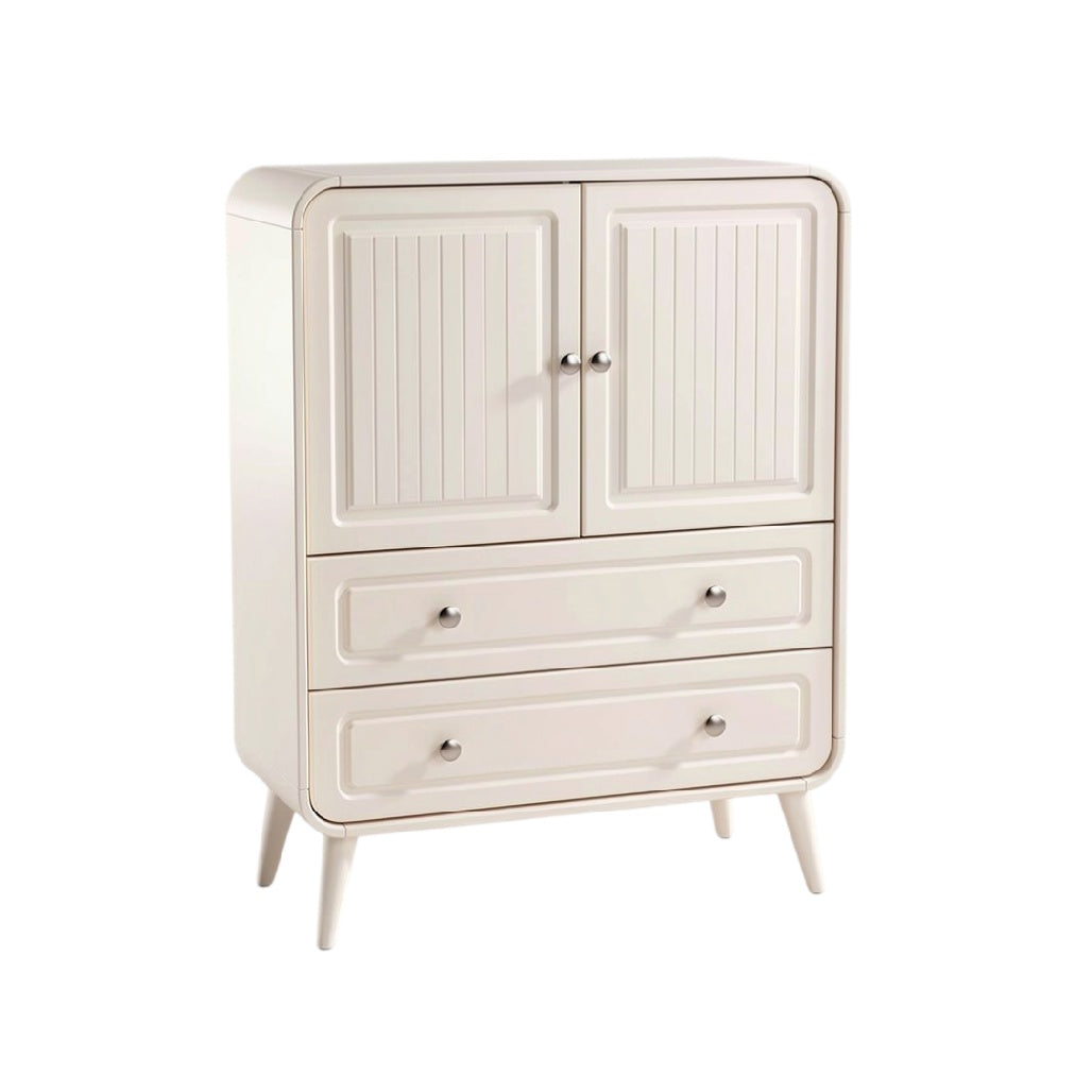 **Wit Retro Kast met Twee Deuren en Twee Lades**