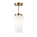 **Hedendaagse Hanglamp met Oudgouden Afwerking en Witte Glazen Schaduw**